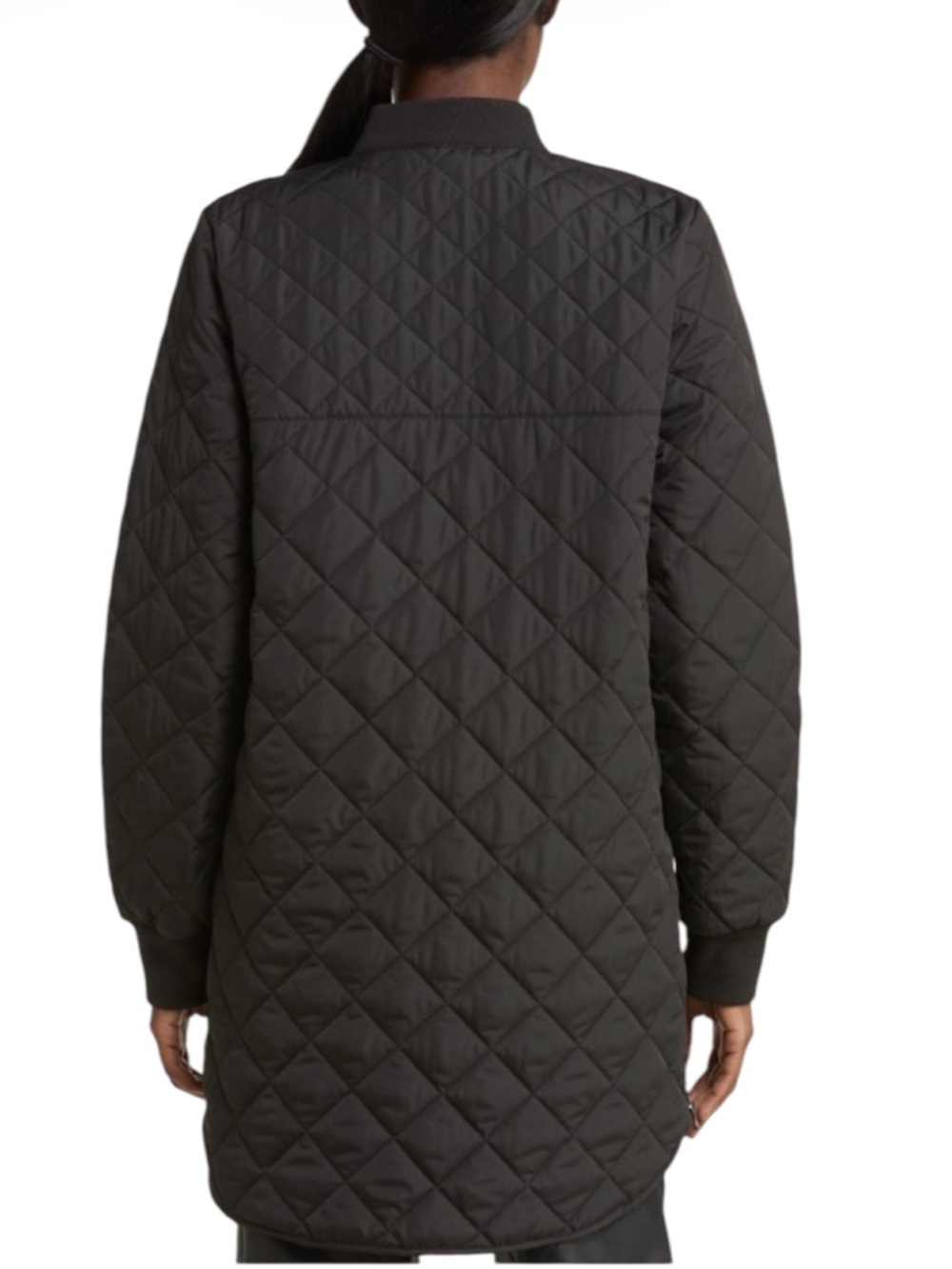 NWOT Zella Black Longline Quilted Puffer Bomber Jacket Plus Size 2X - Picture 4 of 15